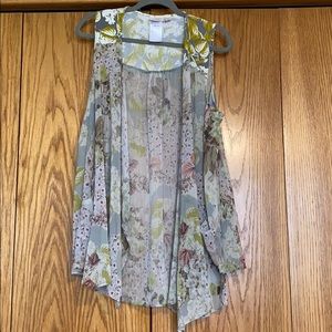 LOGO Printed Chiffon Vest with Knit Yoke